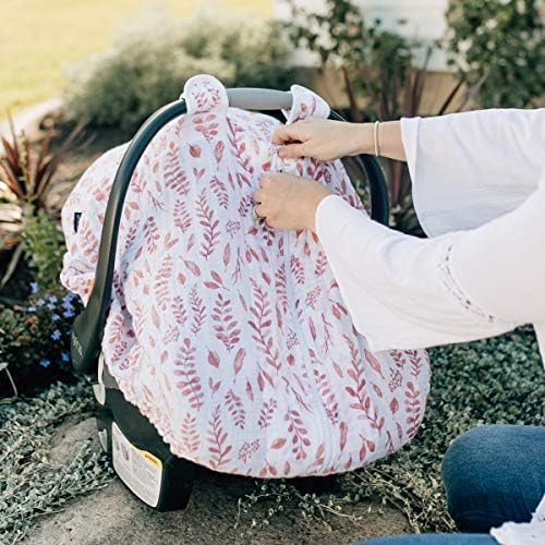 AUBE AU LAIT Classic Muslin Car Seat, fáceis, tiras de encaixe, abertura totalmente com zíper - folhas rosa