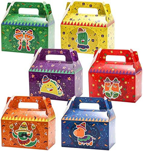 Hedume 36pcs Partido de festas mexicanas Caixas de favor, Fiesta Cinco de Mayo Goodie Candy Treat Boxes, México Carnival Party