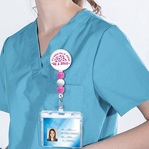 Dolly Badge Reel com clipe de jacaré Clete Nurse Badge Titular com miçangas para trabalhadores de escritório de enfermagem