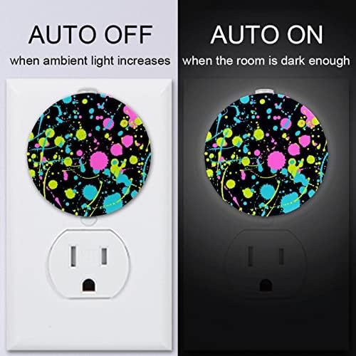 2 Pacote de plug-in nightlight LED Night Light Splatter colorido com sensor do anoitecer ao amanhecer para o quarto de crianças,