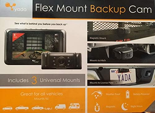 Câmera de backup do Yada Winplus Flex Mount com tela de 5 e 3 montagens universais
