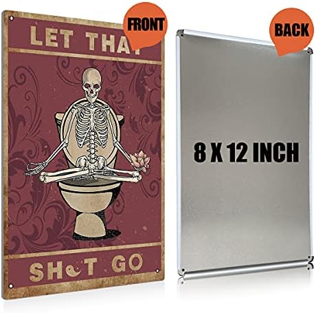 Beastzheng engraçado Let The Go Skull Banheiro Metal Tin Sign Decoração de parede - Citação de banheiro vintage Sinal