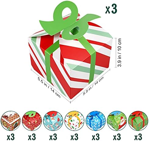NUOBOTYTY Christmas Goody Gift Boxes, Xmas Treat Boxes Cardboard Cookie Candy Boxes para favores de festa de Natal- 24