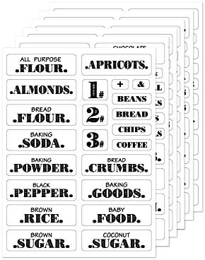132 Etiquetas de despensa de cozinha para recipientes de armazenamento de alimentos, adesivos de rótulos de alimentos