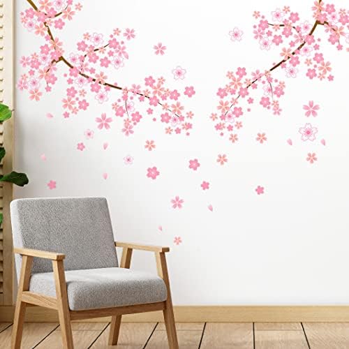 RW-045 gigante pêssego rosa decalques de parede de flor de ameixa Flums galhos de parede adesivos de parede