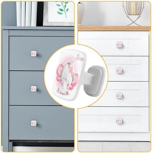 Botões de gaveta de 4pcs bom bebê rosa elefante puxar alça de armário de armário de mesa de mesa com parafusos