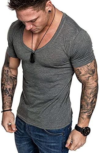 Moda Muscle Muscle Short S-shirts Athletic Gym Workout Treino V Slim Fit Casual Casual Top