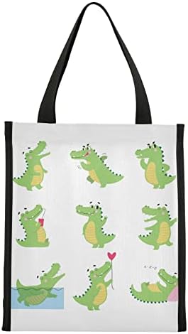 Crocodilos verdes engraçados com ações diferentes de alígradores de jacarés fofos bolsa mais refrigerada, bolsa de ombro feminina,