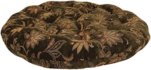 A agulhas em chamas de 44 polegadas Jacquard Chenille Papasan Cushion, 44 x 44, floral marrom