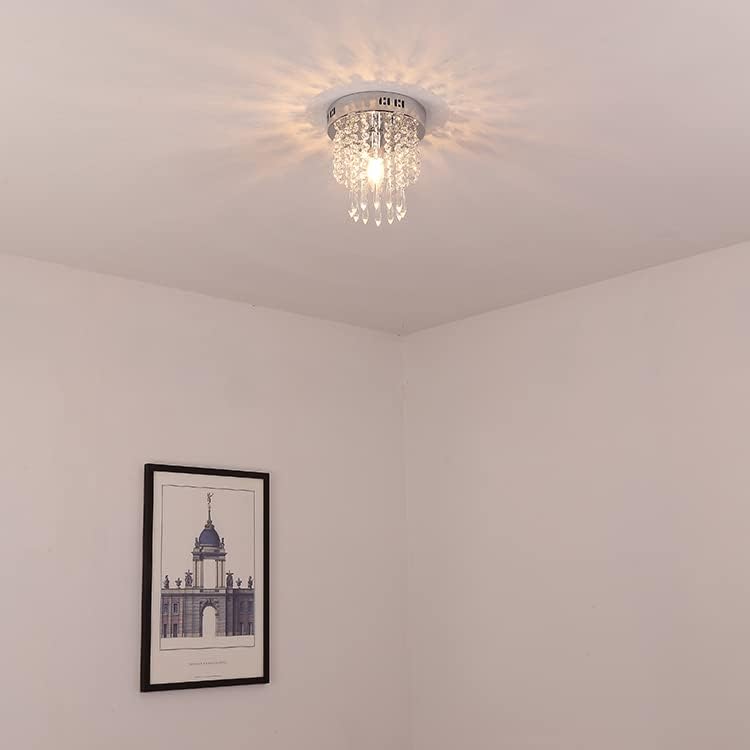 Lustres de lustre de pequeno corredor Mini Luzes de teto Lightelier Crystal Lustre 1 Luzes Lâmpada de teto de montagem Florce de lustre moderno de lustre para quarto da sala de encaixe da sala H10.2 'x W8' '