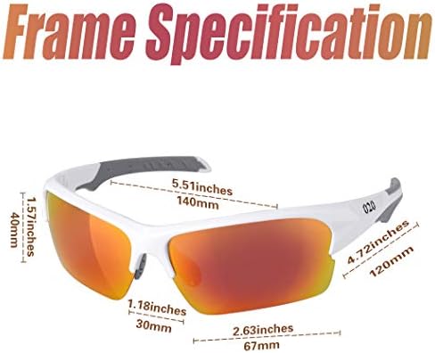 Óculos de sol esportivos polarizados de O2O para homens homens adolescentes jovens ciclismo acionando o beisebol de golfe 020