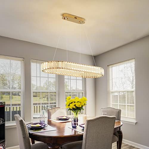 Lustre de ouro lustrador de lustre de cristal moderno para sala de jantar lustres teto sal da sala de estar oval oval pequeno lustre contemporâneo cozinha de luxo de luxo de 3 vias
