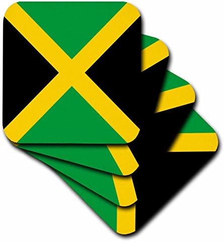 3drose cst_158342_3 bandeira da Jamaica Square Caribbean jamaican verde preto amarelo saltire cruzado as montanhas -russas