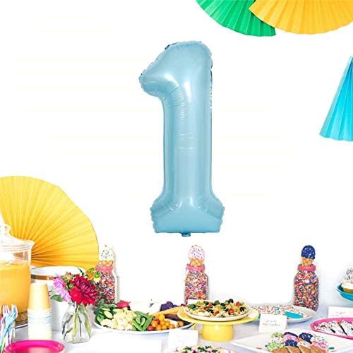 Janou número 1 balão azul 40 polegadas Big Helium Foil Balões de 1º aniversário do chá de bebê decoração de festa de casamento