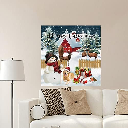 Boneco de neve com filhotes de Natal de inverno decoração de parede de inverno adesivos de parede de Natal Merry Christmas decalque