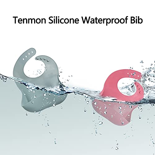 Babador de bebê de silicone tenmon, adequado para babadores para meninas e meninos, babadores à prova d'água ajustáveis, babadores,