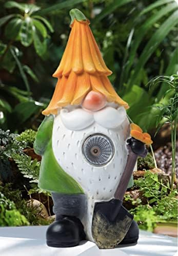 Estátua do jardim ao ar livre de Hymoconn Gnome Deco, estátuas de jardim de resina Scuptures com luzes solares LED,
