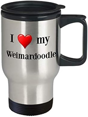 Caneca de viagem de Weimdoodle - Poodle de aço inoxidável isolado térmico Weimaraner Mix Dog Lover Coffee Caneca Presente