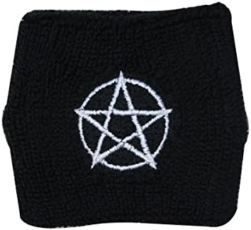 Pentagrama branca Penteada Pentáculo Símbolo Metal Fan Wicca Adoração Hand SweatBand