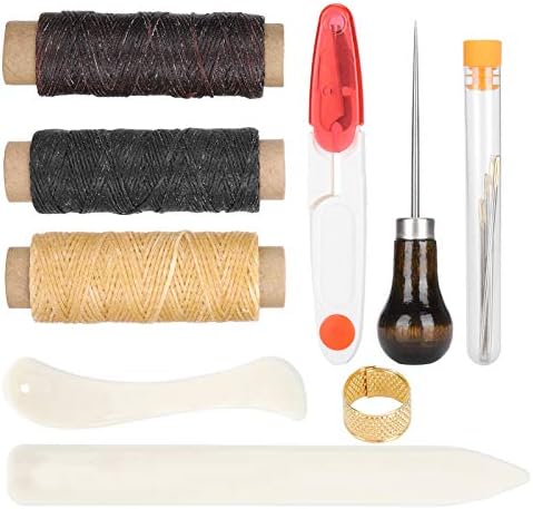 Kit de ferramentas de couro, kit de costura em couro de kit de couro de costura de mão, kit de costura de couro, kit de ferramentas de couro para couro para reparo de couro diy