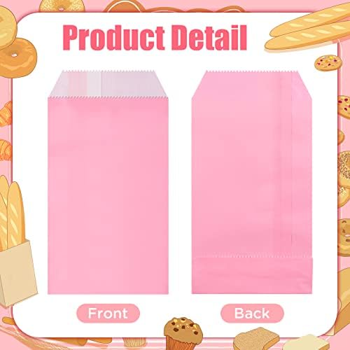 Geyee 200 pcs rosa papel pequeno sacos de tratamento 3,1 x 5,9 polegadas bolsas buffet de doces pequenos sacos de papel kraft planos a granel para biscoito de lanche pipoca de pipoca sanduíche de presente