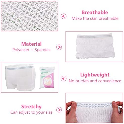 Mesh pós-parto roupas íntimas 10 contagens de recuperação da cesariana Cuidador Craga alta calças de maternidade descartáveis ​​Médio respirável e elástico