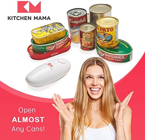 Cozinha Mama Auto Electric CAN abridor: Abra suas latas com um simples empurrão de botão - automático, mãos livres, borda lisa, segurança de alimentos, operada por bateria, sim, você pode