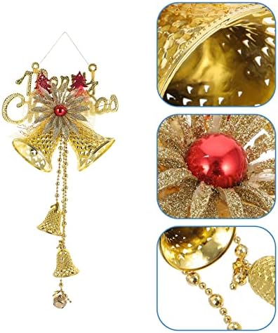 Toyandona Christmas Jingle Bells Decorações de campainha de árvore de natal Sinos manchados de Yuan Bao Ornamentos pendurados Decorações de árvores de Natal Pingentes para Ornamentos de Janela da Mantela de Parede Ouro