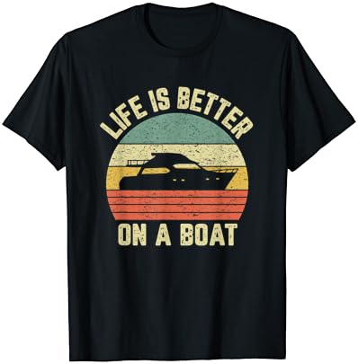 Camisa de barco engraçada Vida de presente retro melhor em uma camiseta de capitão de barco