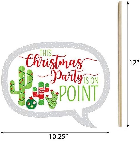 Big Dot of Happiness Funny Merry Cactus - Christmas Cactus Party Photo Booth Props Kit - 10 peças