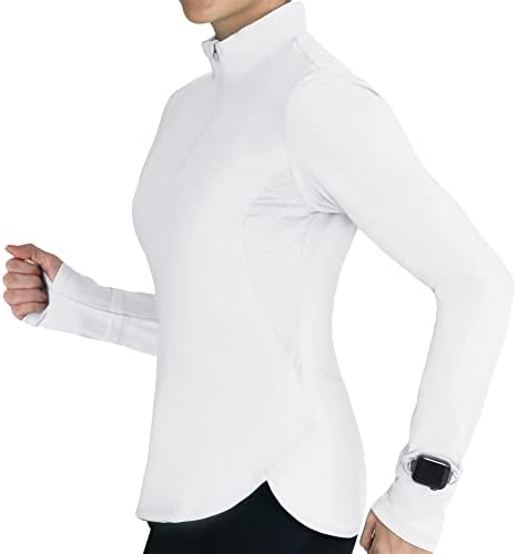 Camisetas secas rápidas femininas do Hiverlay para executar o treino de caminhada UPF50+ Pullover leve com bolso com bolso