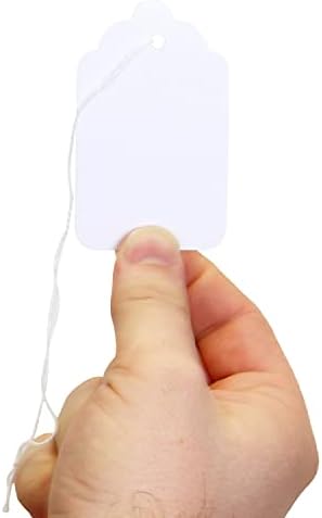 SmartSign White Price Tags com cordas de loop pré-Strung-pacote de 1000 tags de marcação, tamanho 8, tags de jóias de 12pt em branco em branco, tags de joias de 1,75 x 2,875