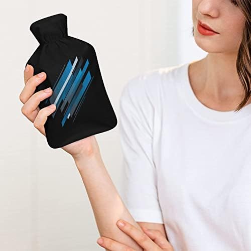 Abstract Blue Geometria Impresso a garrafa de água quente com tampa macia de macho de borracha Saco de injeção de água de borracha