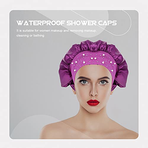 Mulheres Crystal Shower Cap roxo: 2pcs