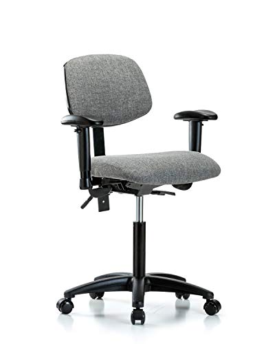 Labtech Seating LT42509 Cadeira de bancada média, tecido, base de nylon - inclinação, braços, rodízios, azul