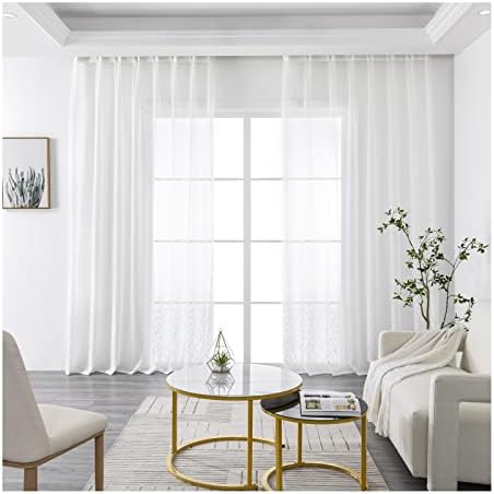 DAESAR 2 painéis cortinas semi -transparentes para sala de estar, cortinas de ilhós de voile de poliéster White Ocean Window Window
