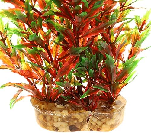 Vocoste 1 PCS Plantas de plástico aquário, planta aquática artificial para decoração de plantas de tanques de peixes, vermelho, verde, 5,91