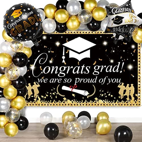 Parabéns graduados que estamos tão orgulhosos de você pendurar banner sigl sinalização de poster de fundo balões de fotos