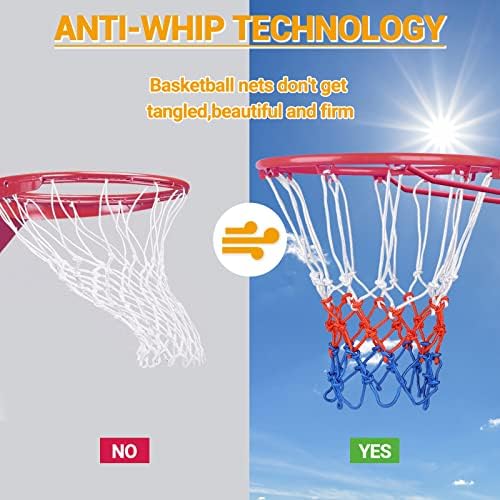 Substituição da rede de basquete de serviço ultra pesado - All Weather Anti Whip, se encaixa nas jantes internas ou externas padrão - 12 loops aros líquidos LIME L L