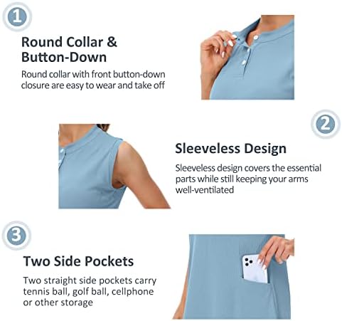 CAKULO FEMNIã tênis de golfe Roupa de vestidos de pólo ativo camisetas de lounge vestido de joelho do joelho botão com bolsos