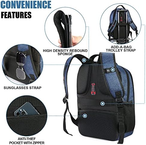 Backpack de laptop para viagens de negócios grande - 15,6 polegadas repelentes de água Anti -roubo de mochilas com porta de carregamento