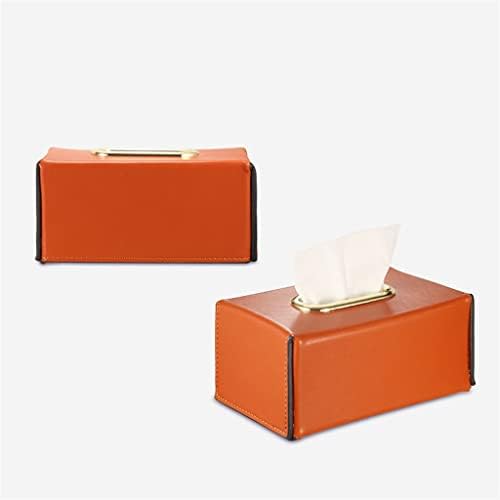Zhuhw Desktop Leather Home Room de estar quarto laranja retangular de couro quadrado caixa de papel bombeamento caixa de papel