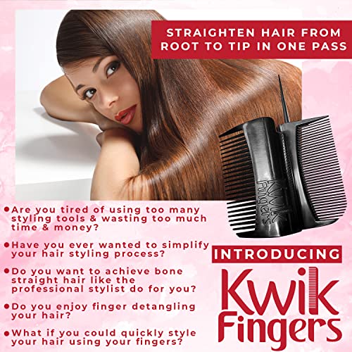 Kwik Fingers 3-N-1 penteado penteado penteado, retrátil, cauda de rato de pintail, estilo versátil e moderno, obtenha estilos retos de osso para texturização, 1 2a 2b 2c 3a 3b 3c 4a 4b 4c Tipos de cabelo humano e perucas