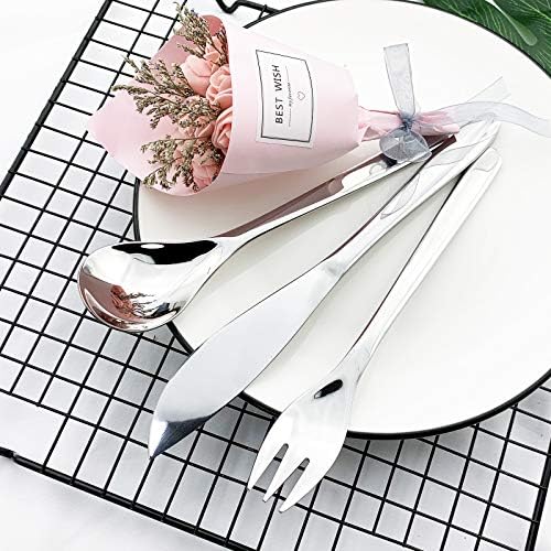 Serviço de talheres de aço inoxidável de estilo japonês Jashii para 6, utensílios modernos de design elegantes talheres, incluindo faca de talheres de 24 peças-conjunto de prata brilhante