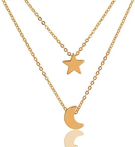 Tendollar dupla moda bijoux encanta de colar de colar de estrela da lua pingentes em camadas