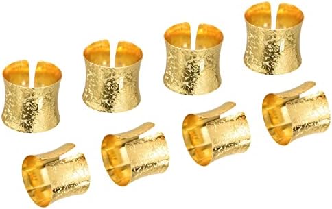 Uxcell Metal Napkin Rings Conjunto de 8, Rose Pattern Napkin Ring Holder fivela para decoração de mesa de jantar Festas