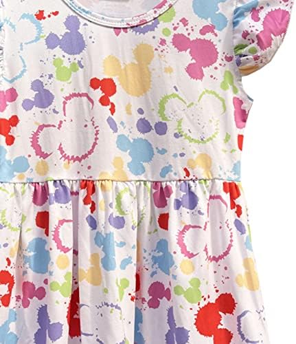 Meninas da primavera do verão Micky Mouse vestido de menina boutique boutique Flutter Sleeve Dress por 2-7 anos