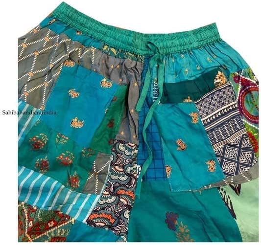 Hub de artesanato etínico unissex boho bohemian hippie rayon retchwork shorts
