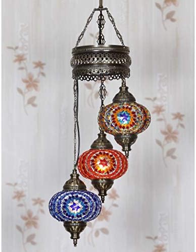 Lamodahome 35+ cores exclusivas, lustre de 2020 Candelador personalizável 3 Globes + Grátis 3 lâmpadas, lâmpada de lâmpada turca