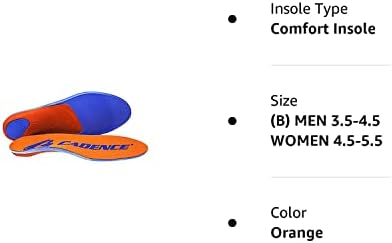 Insolas de cadência insolas ortopóticas homens 8-9 mulheres 9-10, laranja)